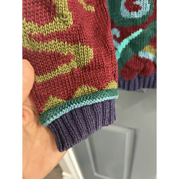 RARE Peruvian Connection Cardigan Sweater Sz L Floral Colorful 100% Pima Cotton - Picture 4 of 9